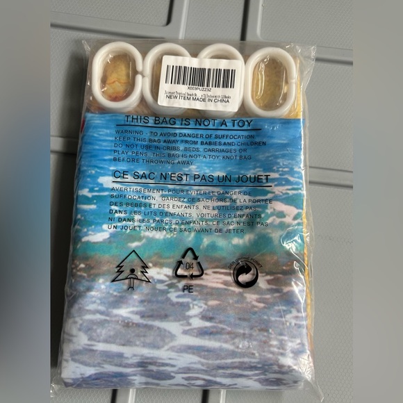 Tropical beach flamingo scene fabric shower curtain with hooks New - Picture 3 of 5